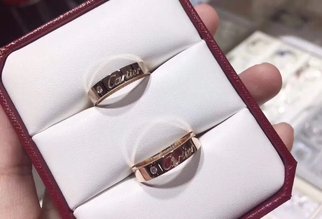 designer Cartier Rose Gold Diamond Ring - Hình 5