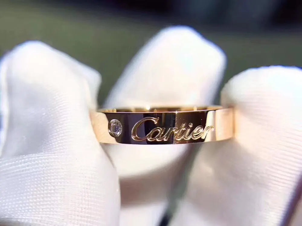 designer Cartier Rose Gold Diamond Ring - Hình 6