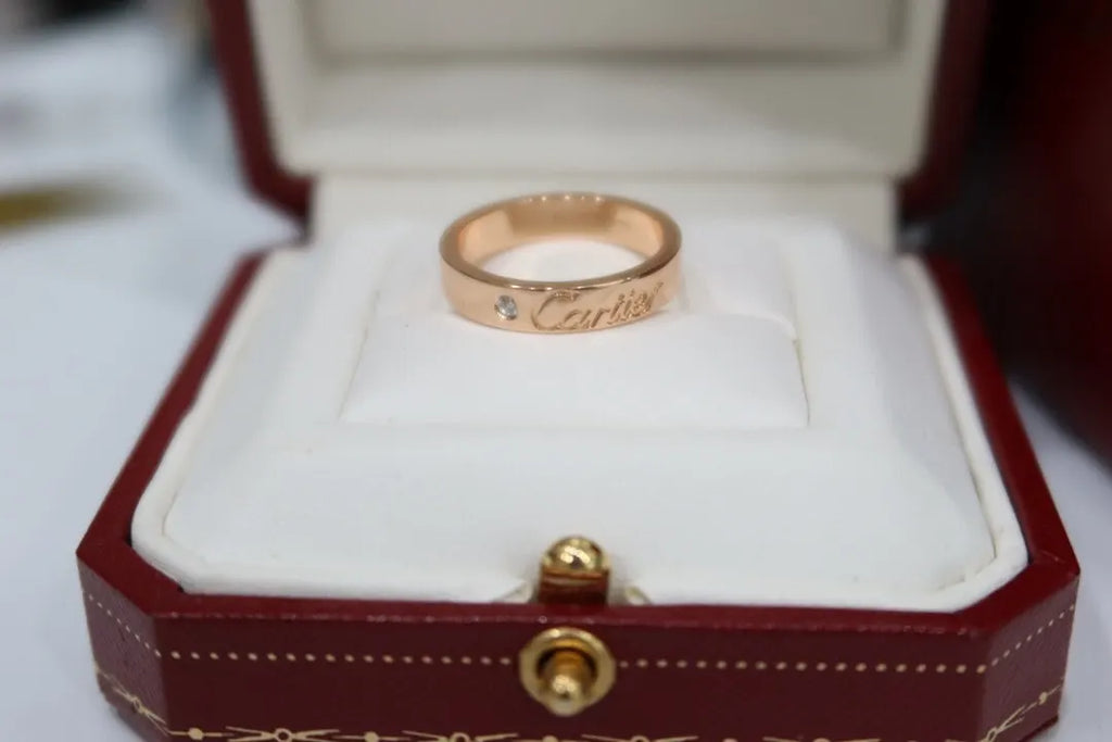 designer Cartier Rose Gold Diamond Ring - Hình 8