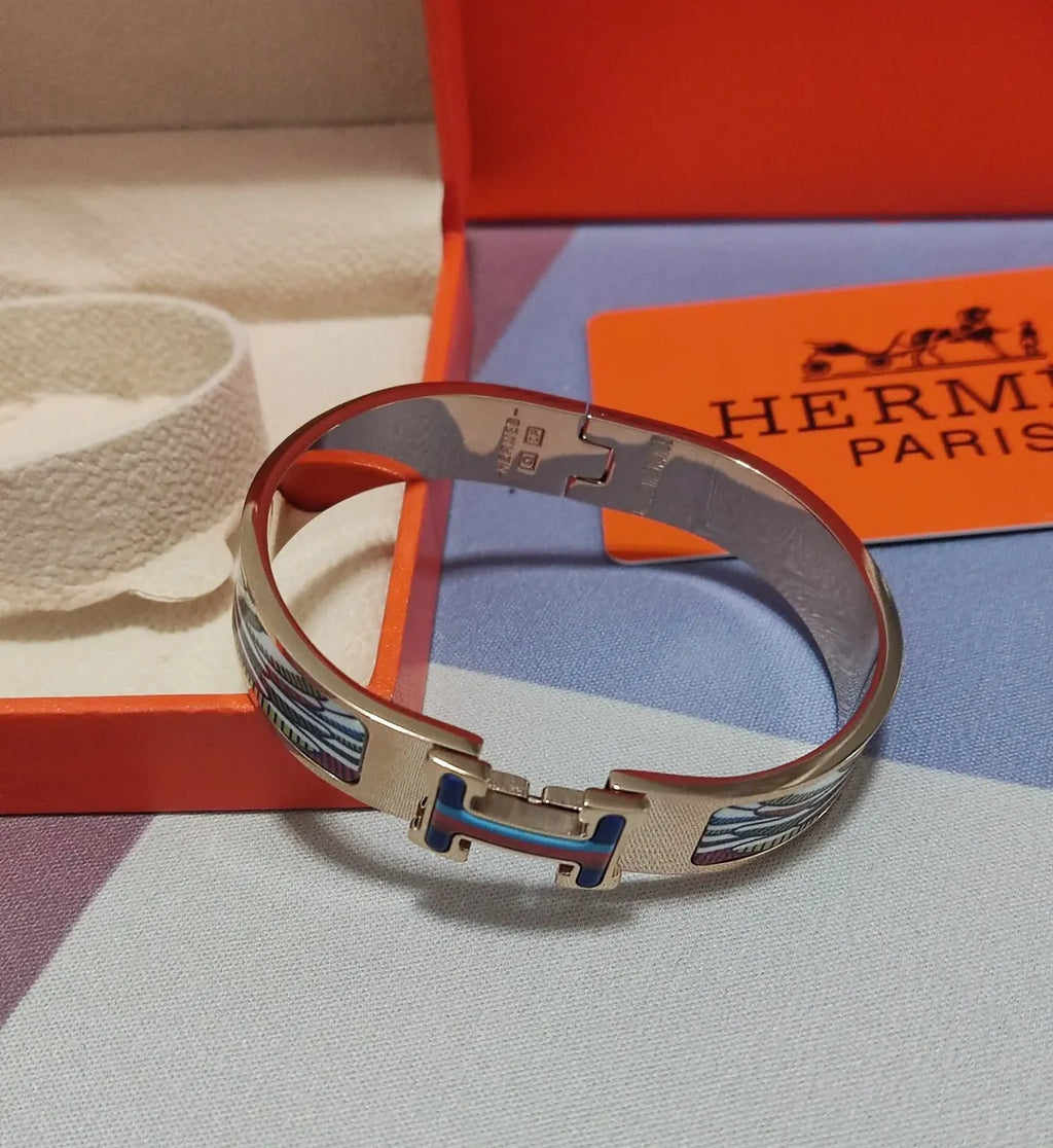 Hermes Style Premium Bracelet - Rose Gold with Multi-color Enamel - Hình 6
