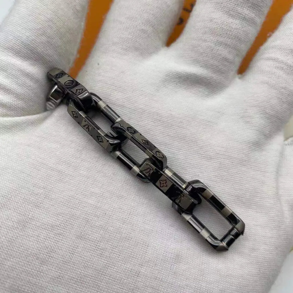 Premium chain link bracelet in silver and gunmetal finish - Hình 6
