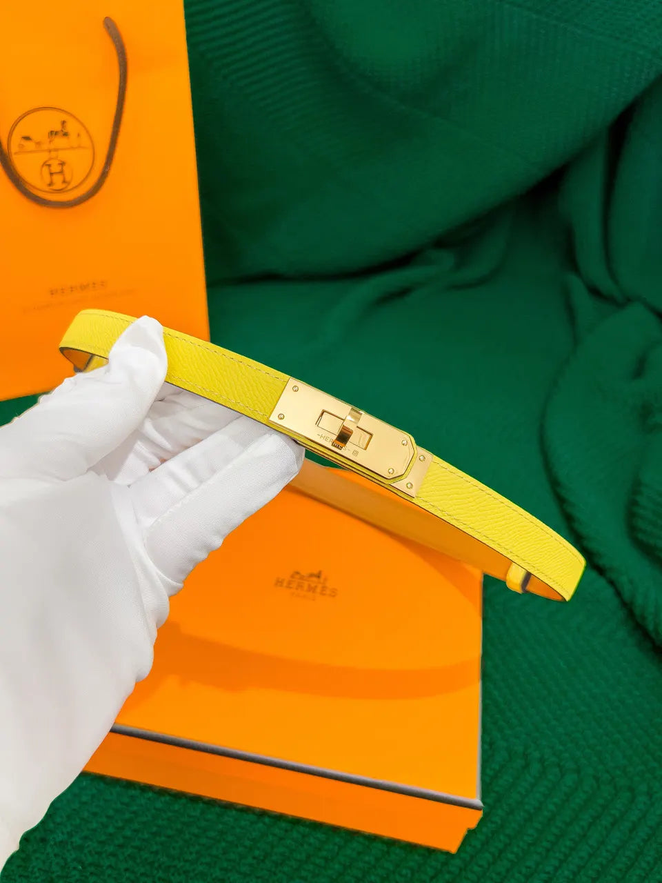 Hermes Jaune Ambre Leather Belt