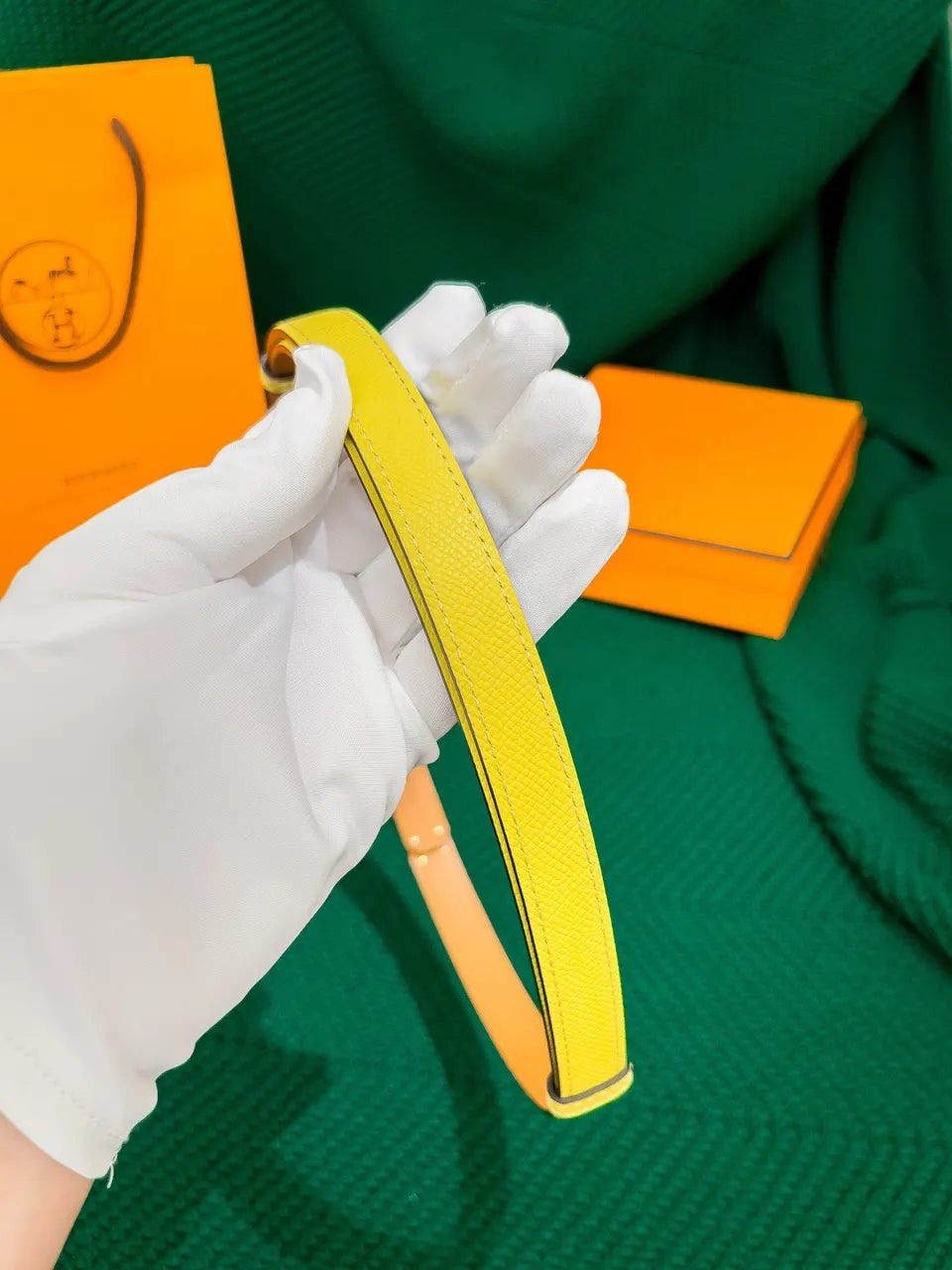 Hermes Jaune Ambre Leather Belt - Hình 5