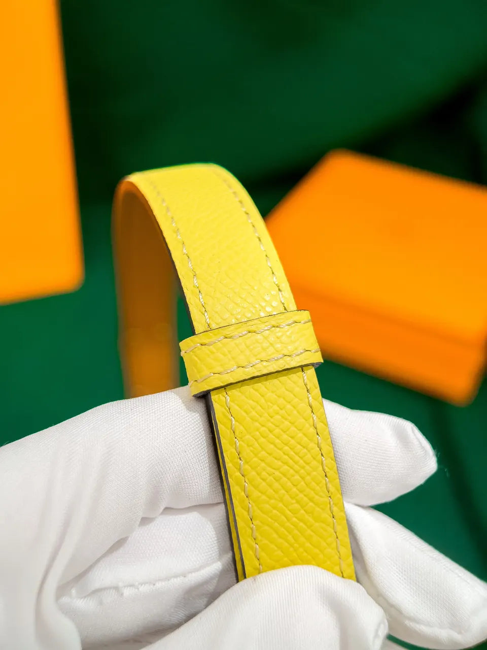 Hermes Jaune Ambre Leather Belt - Hình 6