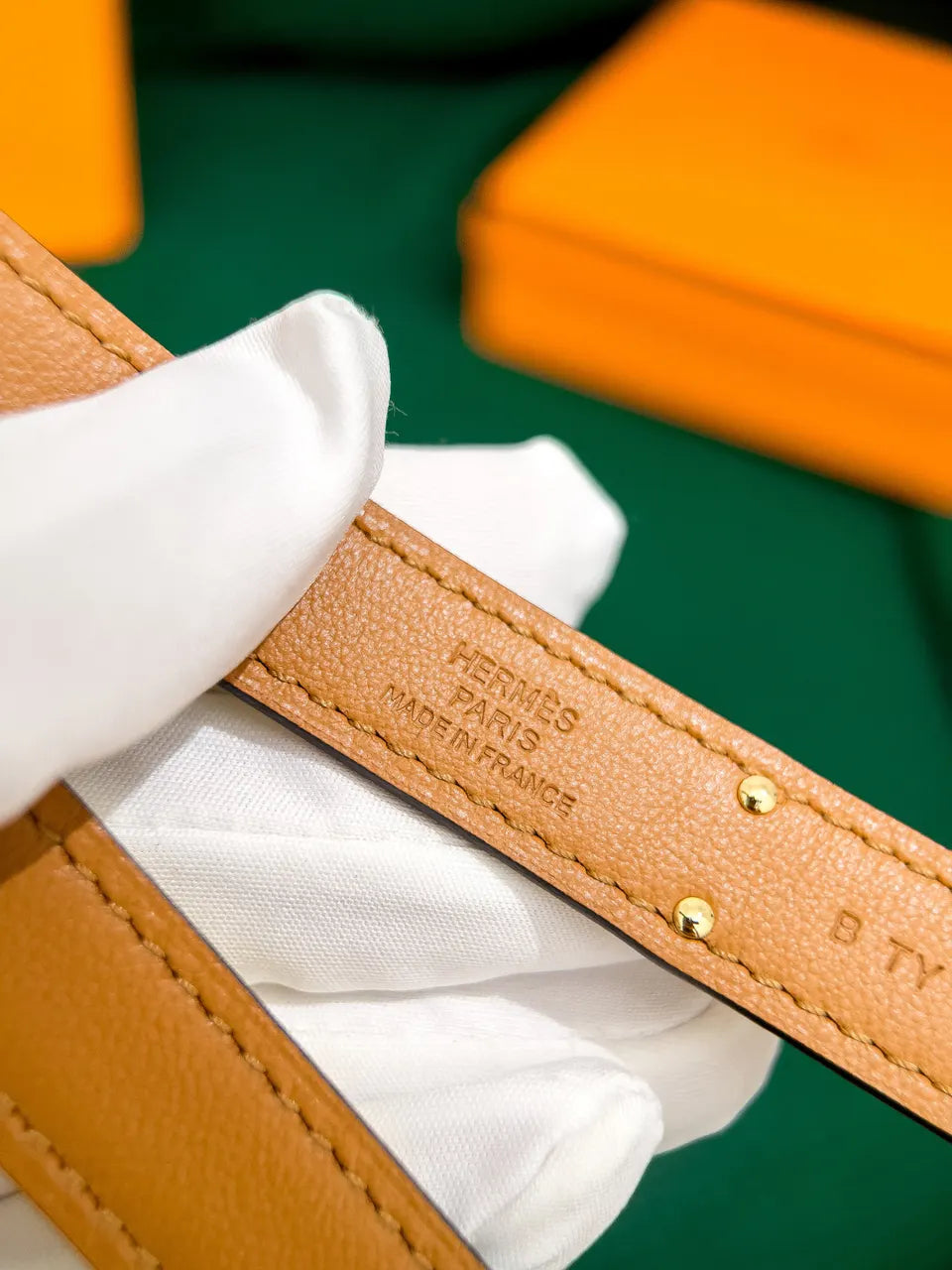 Hermes Jaune Ambre Leather Belt - Hình 7