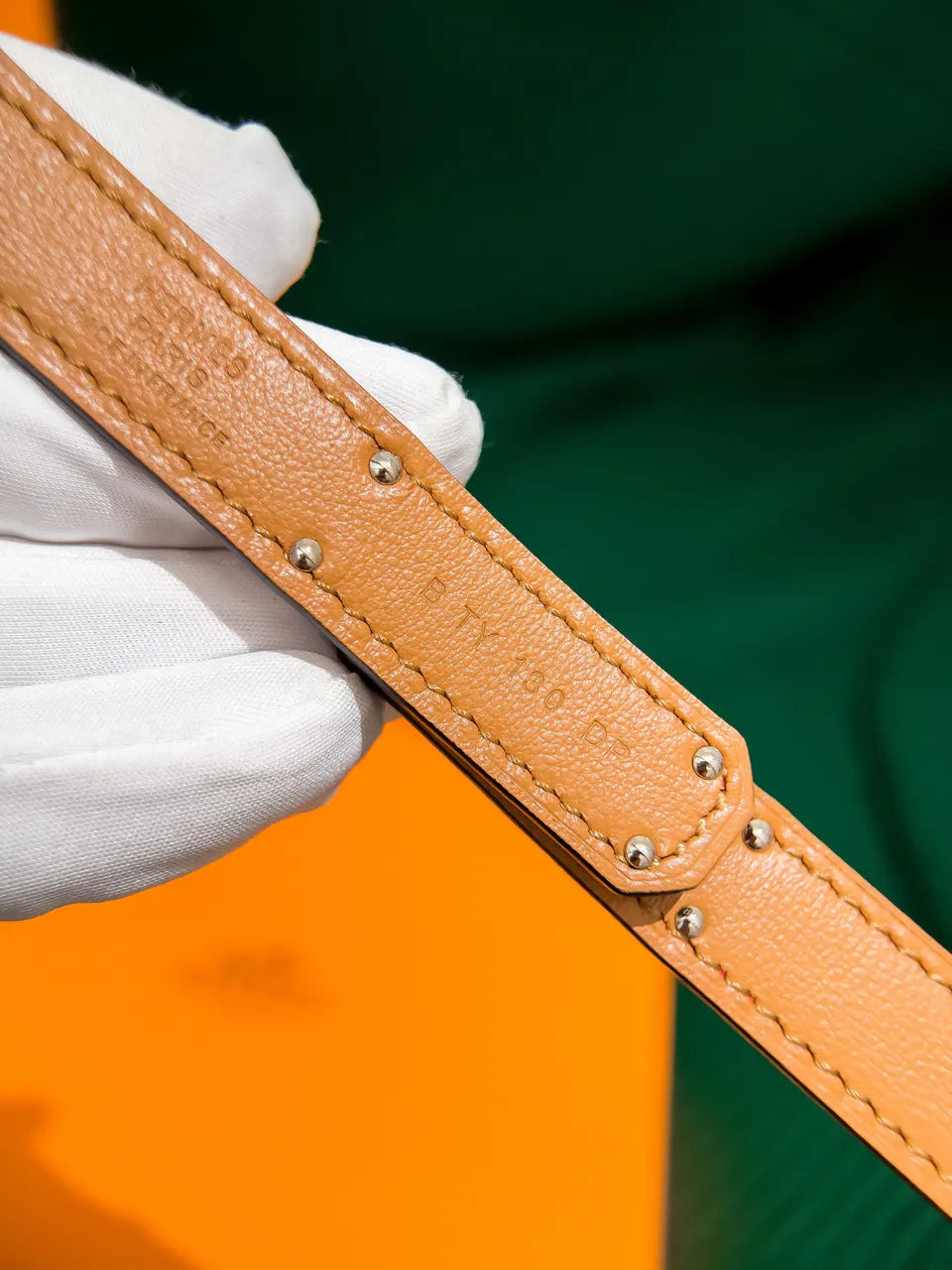 Hermes Rouge Casaque Leather Belt - Hình 5