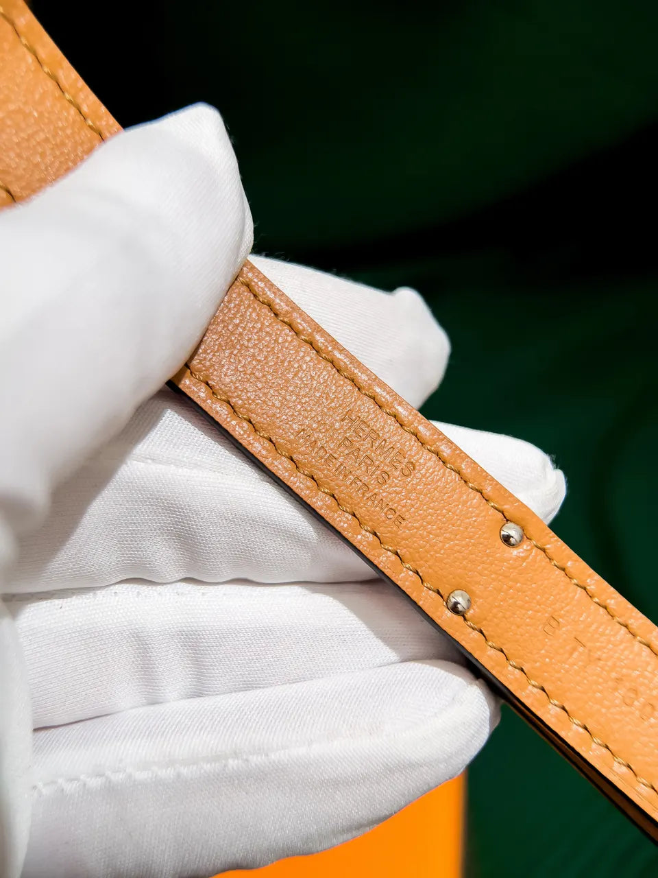 Hermes Rouge Casaque Leather Belt - Hình 6