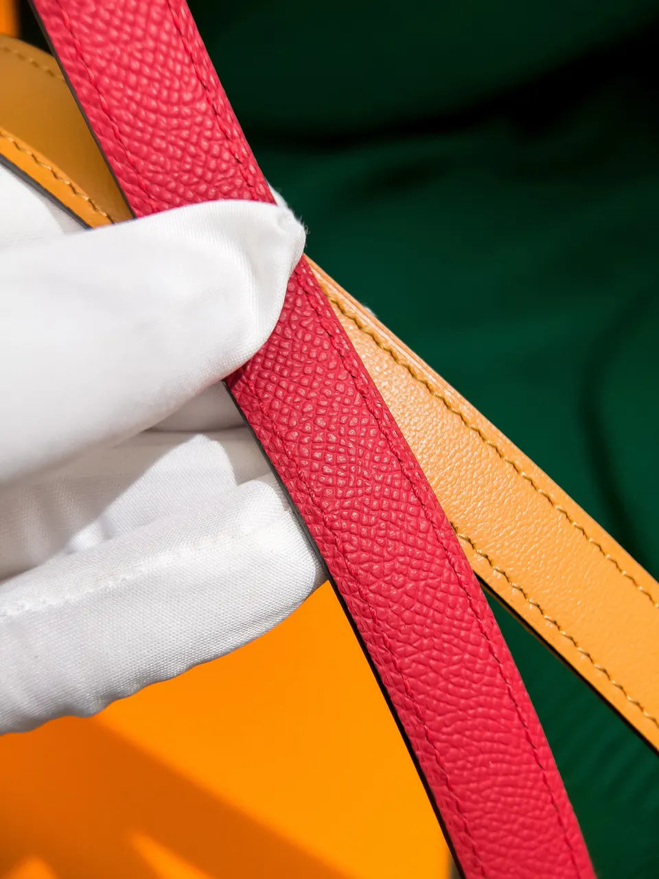 Hermes Rouge Casaque Leather Belt - Hình 7
