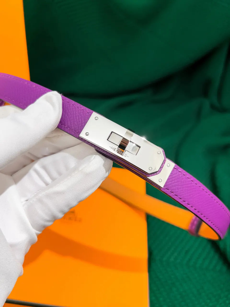 Hermes Purple Leather Belt - Hình 2