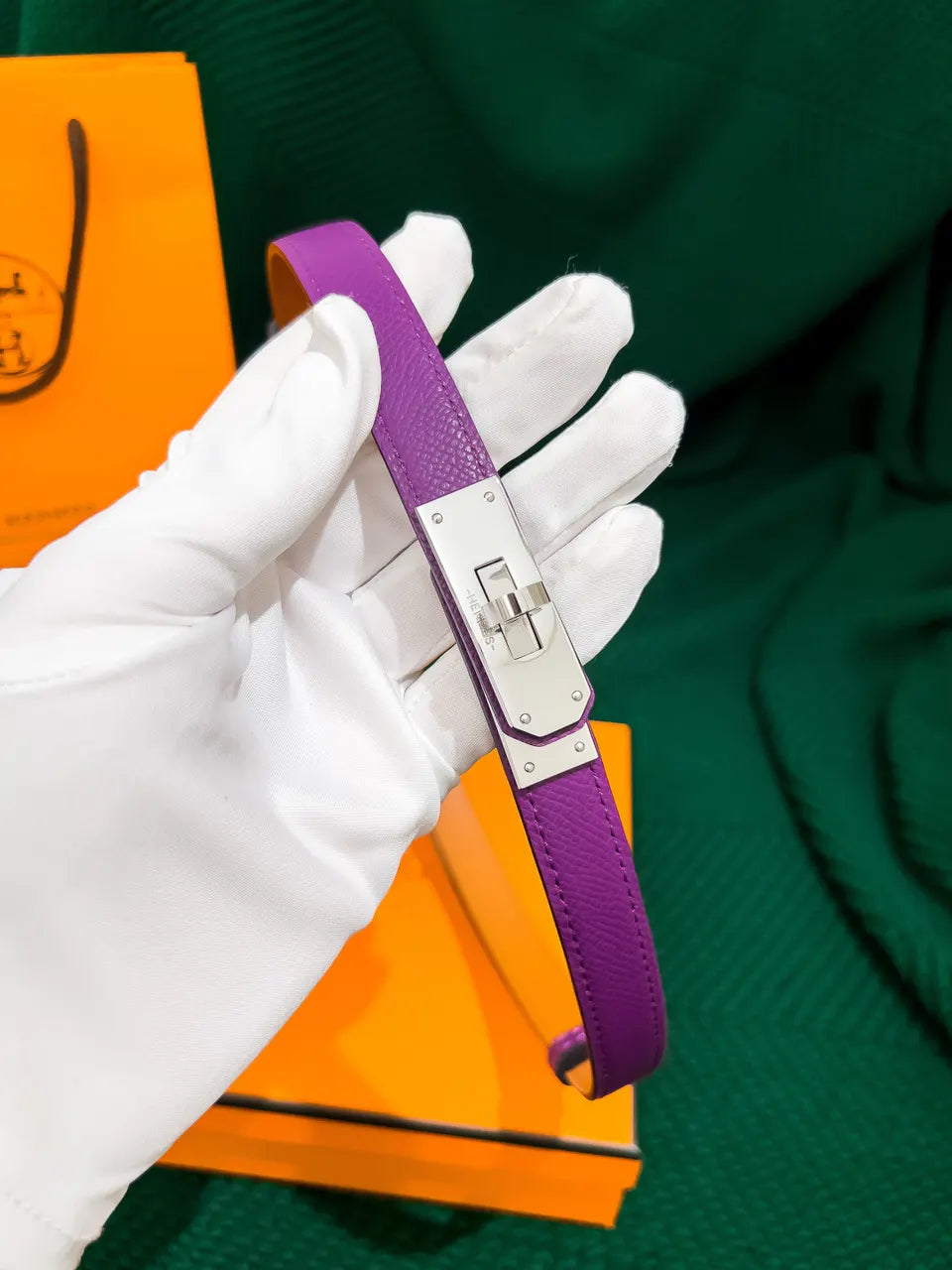 Hermes Purple Leather Belt - Hình 3