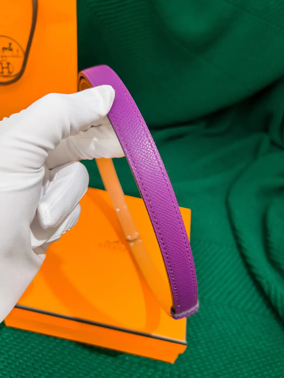 Hermes Purple Leather Belt - Hình 4