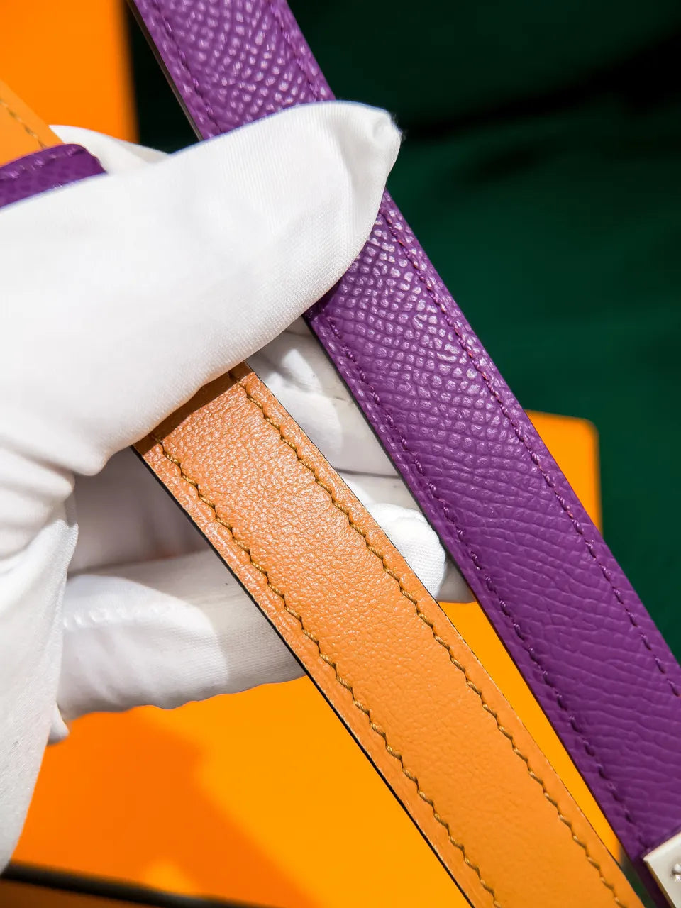 Hermes Purple Leather Belt - Hình 6