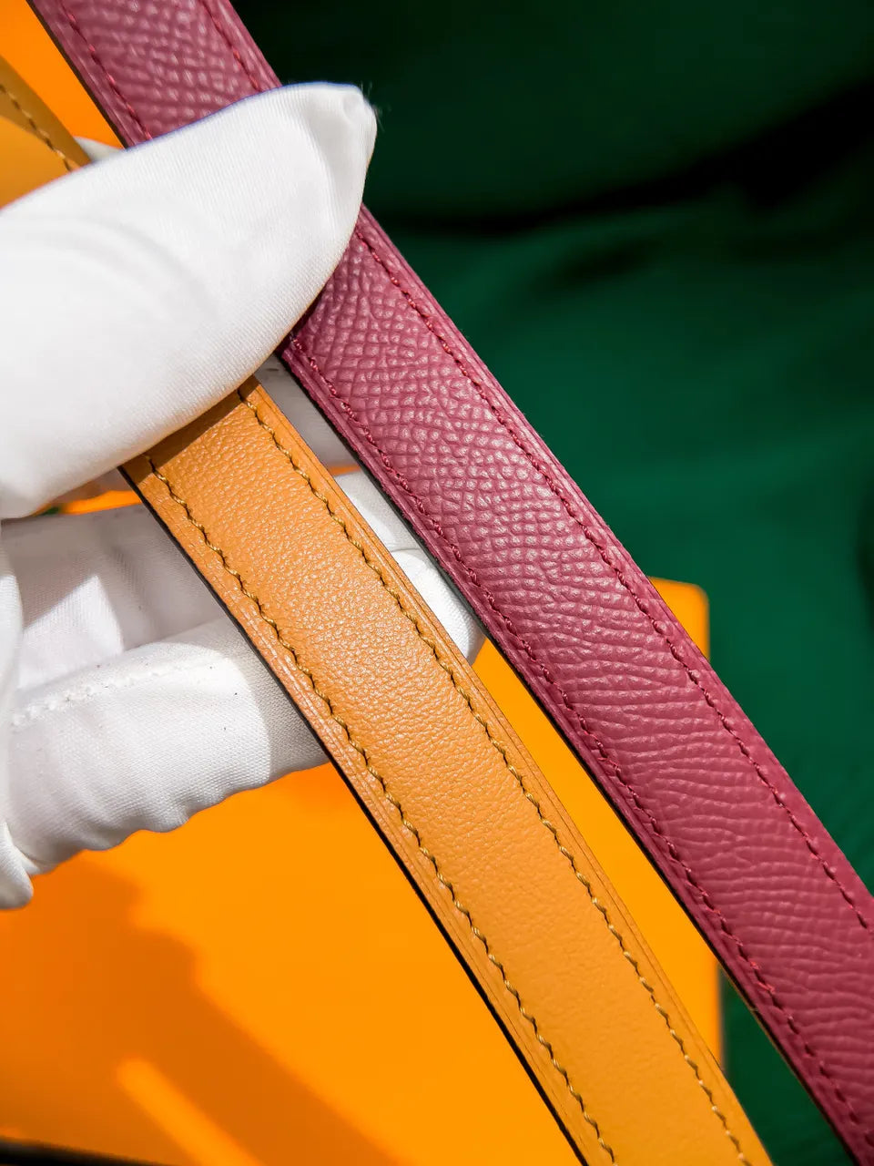 Hermes Rouge Casaque Swift Leather Belt - Hình 7