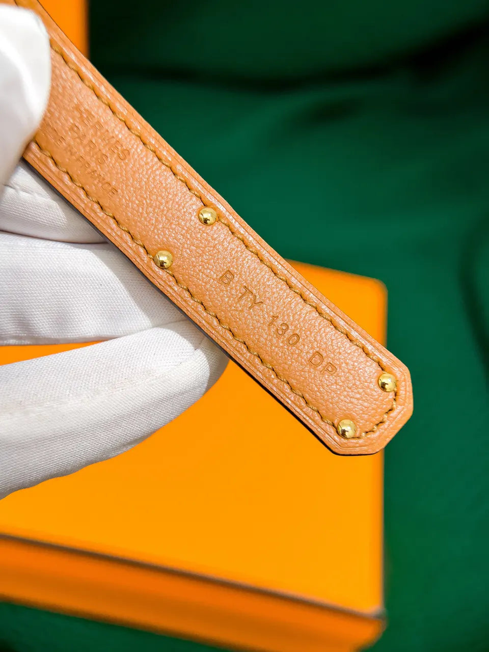 Hermes Grey Leather Belt gold - Hình 7