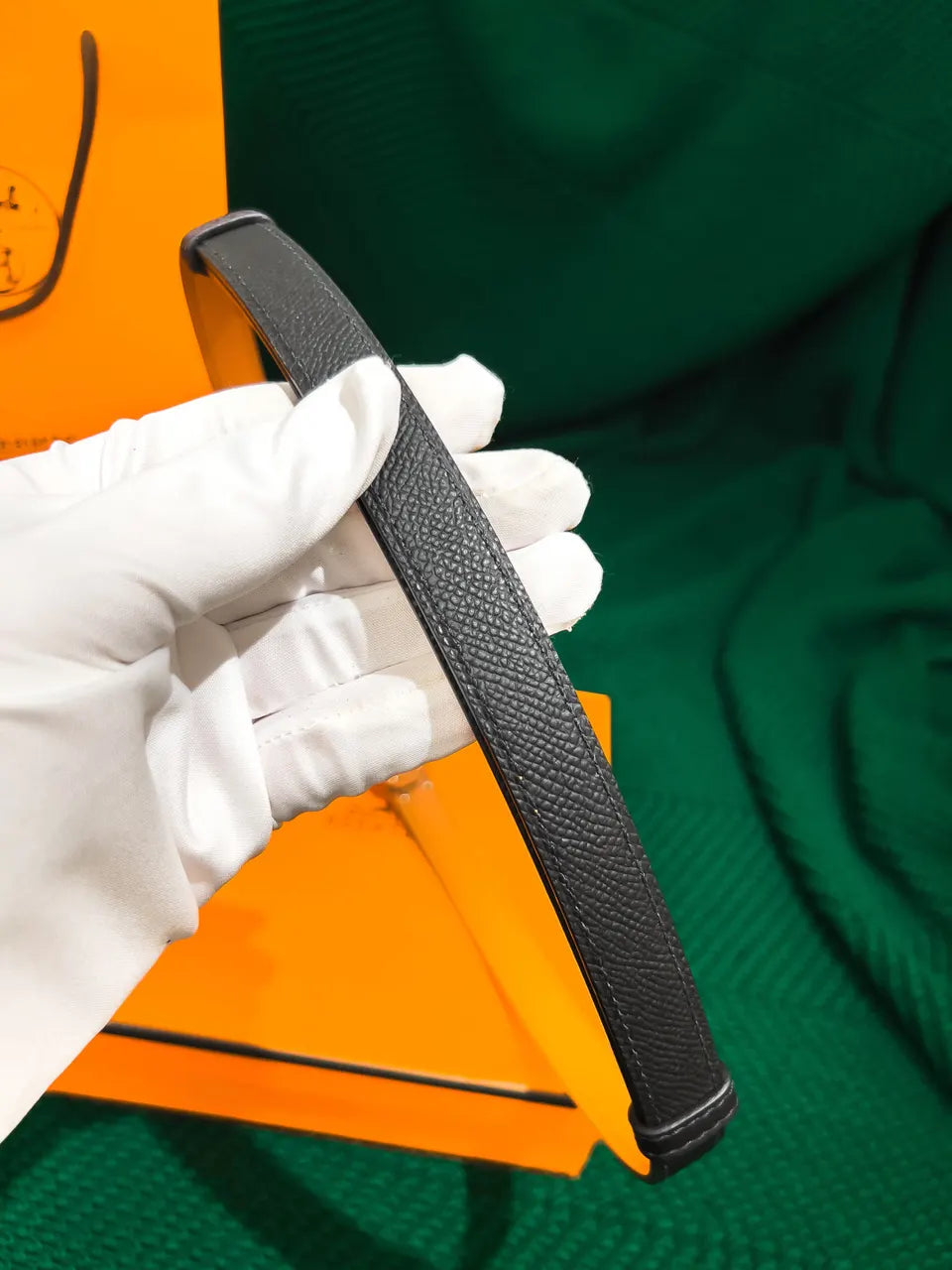 Hermes Noir Leather Bracelet - Hình 3