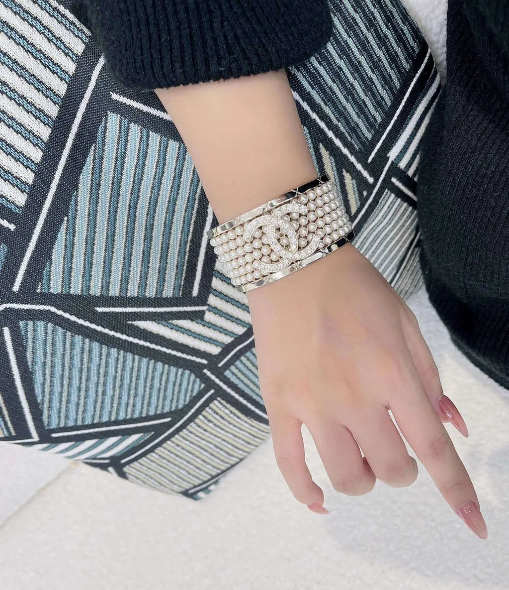 Chanel Pearl and Crystal Cuff Bracelet