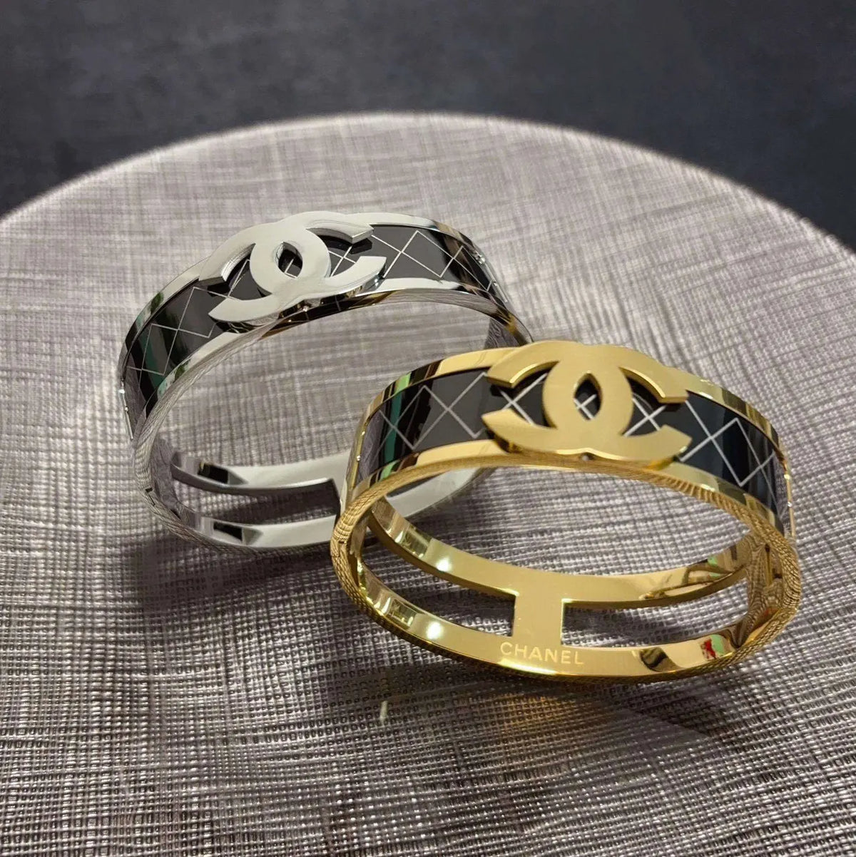 Silver-Tone Logo Bracelet on Wrist - Hình 7