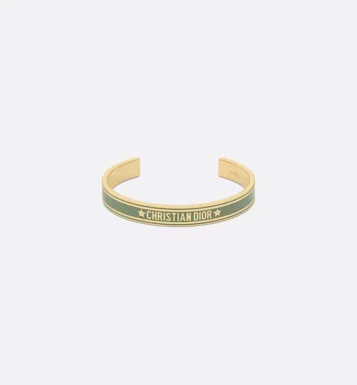 enamel Dior Gold Green Bangle - Hình 2