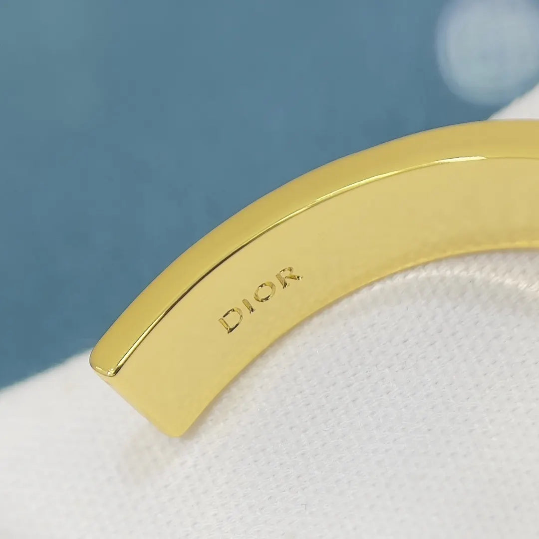 enamel Dior Gold Green Bangle - Hình 8