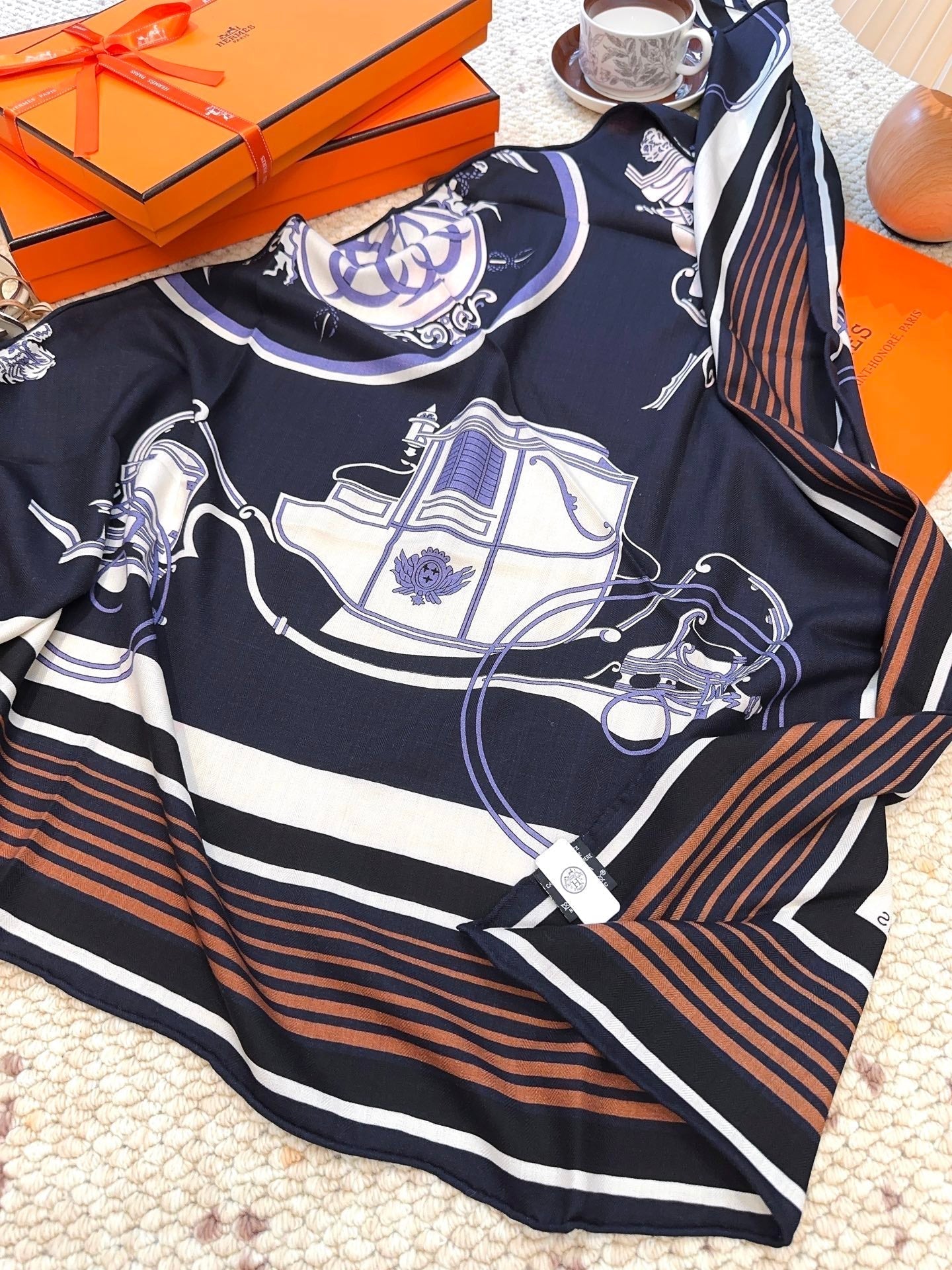 HERMES HERMES 25S SCARF 140 IN CASERE SILK 854528