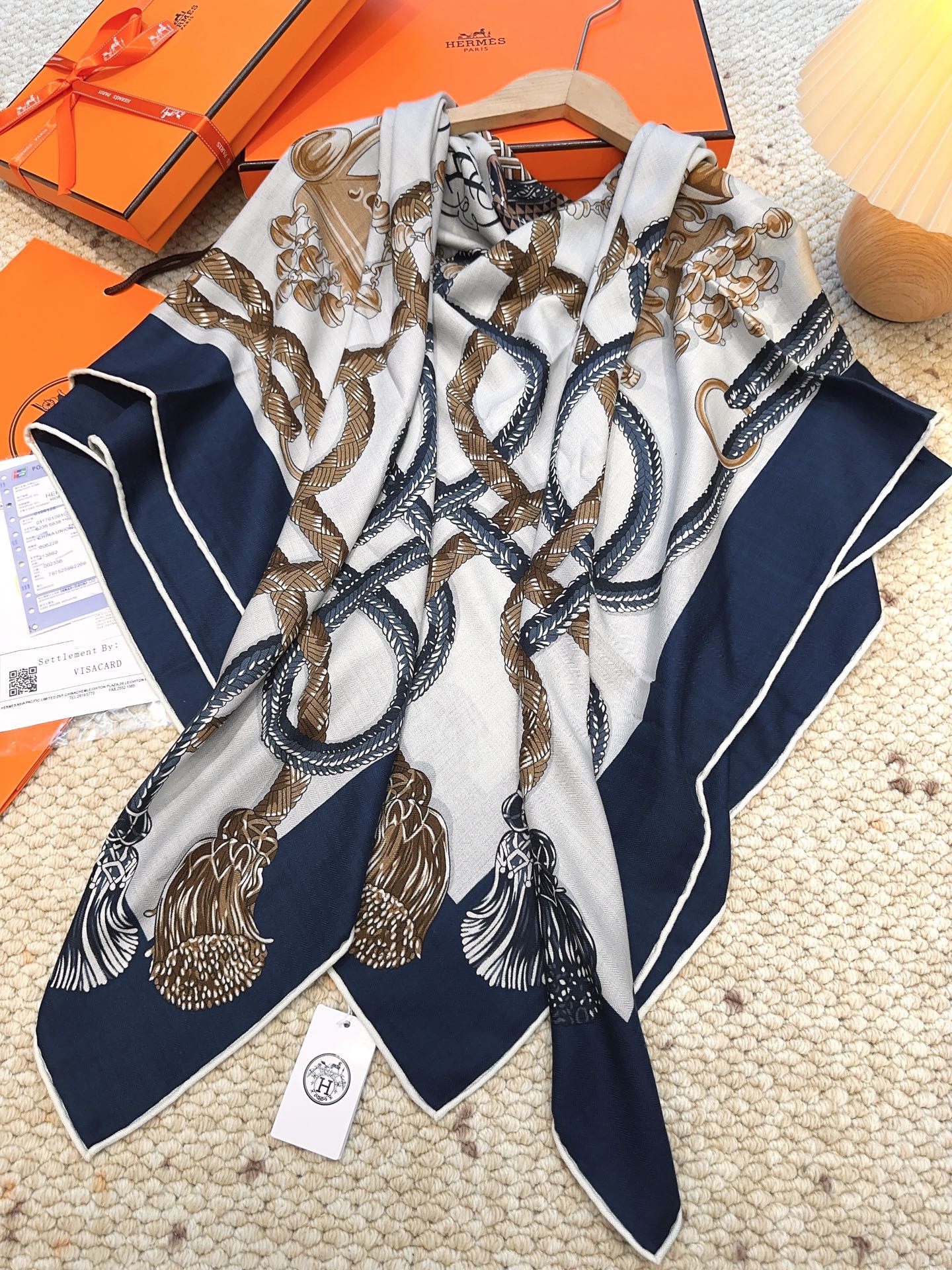 HERMES HERMES 25S SCARF 140 IN CASERE SILK 854537