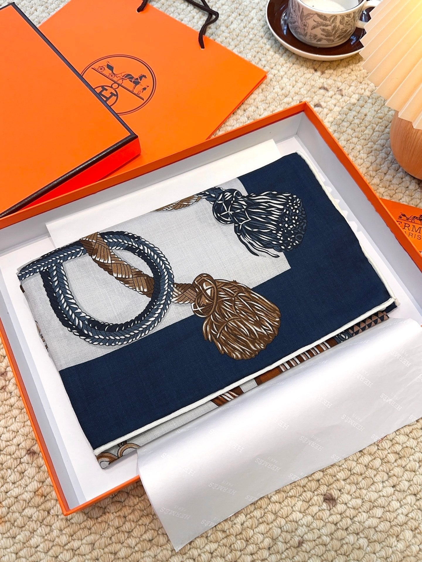 HERMES HERMES 25S SCARF 140 IN CASERE SILK 854537