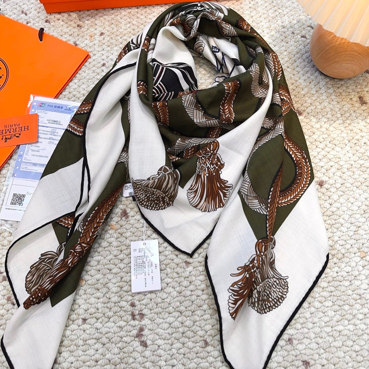 HERMES HERMES 25S SCARF 140 IN CASERE SILK 854538