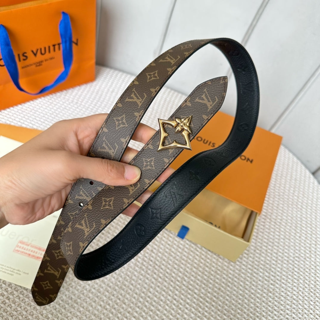 LOUIS VUITTON LV FLOWERGRAM 30MM REVERSIBLE BELT IN BLACK EMBOSSED CALFSKIN GOLD HARDWARE