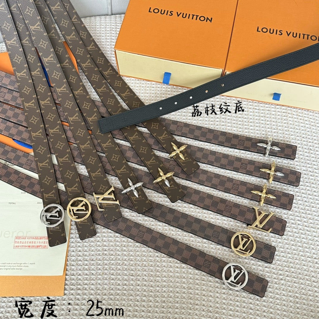 LOUIS VUITTON LV CIRCLE 25MM REVERSIBLE BELT IN BROWN DAMIER CALFSKIN SILVER HARDWARE
