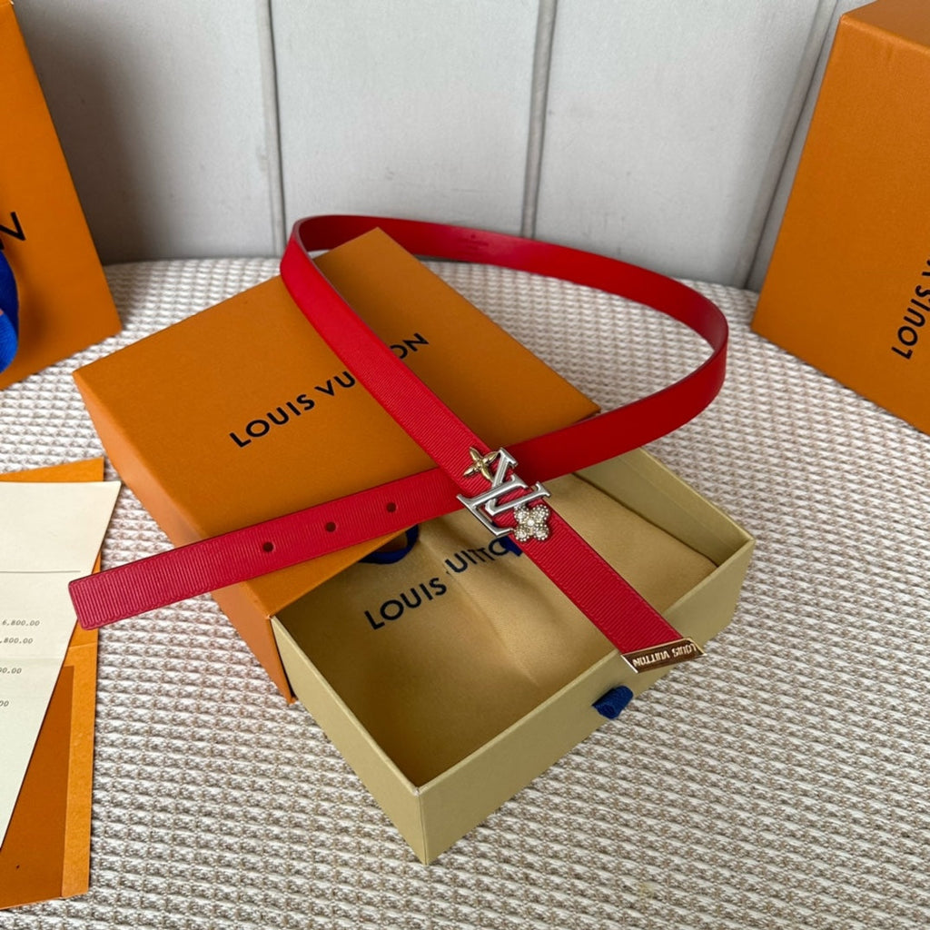 LOUIS VUITTON LV GRAM 20 MM REVERSIBLE BELT CHERRY RED CALFSKIN SILVER HARDWARE