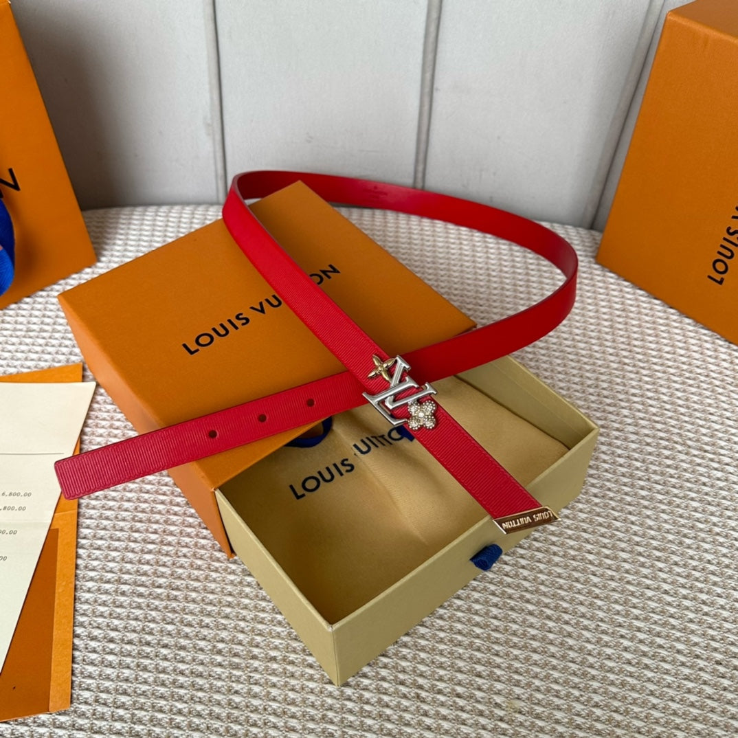 LOUIS VUITTON LV GRAM 20 MM REVERSIBLE BELT CHERRY RED CALFSKIN SILVER HARDWARE