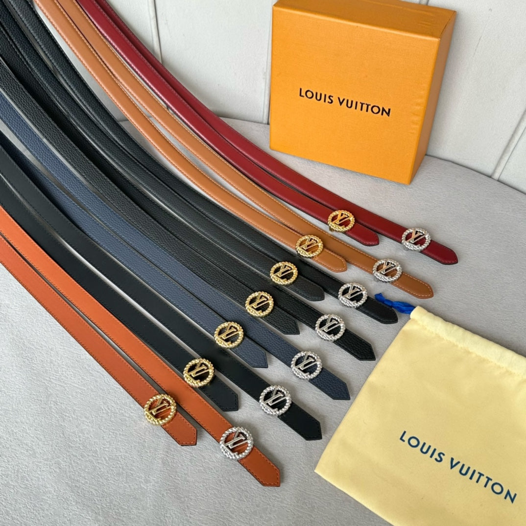 LOUIS VUITTON LV S-LOCK BELT 20 MM IN BLACK CALFSKIN AND CIRCLE GOLD HARDWARE
