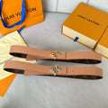 LOUIS VUITTON LV MINI FLOWERGRAM 30MM REVERSIBLE BELT IN BUFF BROWN CALFSKIN SILVER HARDWARE