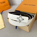 LOUIS VUITTON LV MINI FLOWERGRAM 30MM REVERSIBLE BELT IN WHITE CALFSKIN SILVER HARDWARE