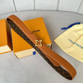 LOUIS VUITTON LV MINI FLOWERGRAM 30MM REVERSIBLE BELT IN BRONZE BROWN EMBOSSED CALFSKIN GOLD HARDWARE