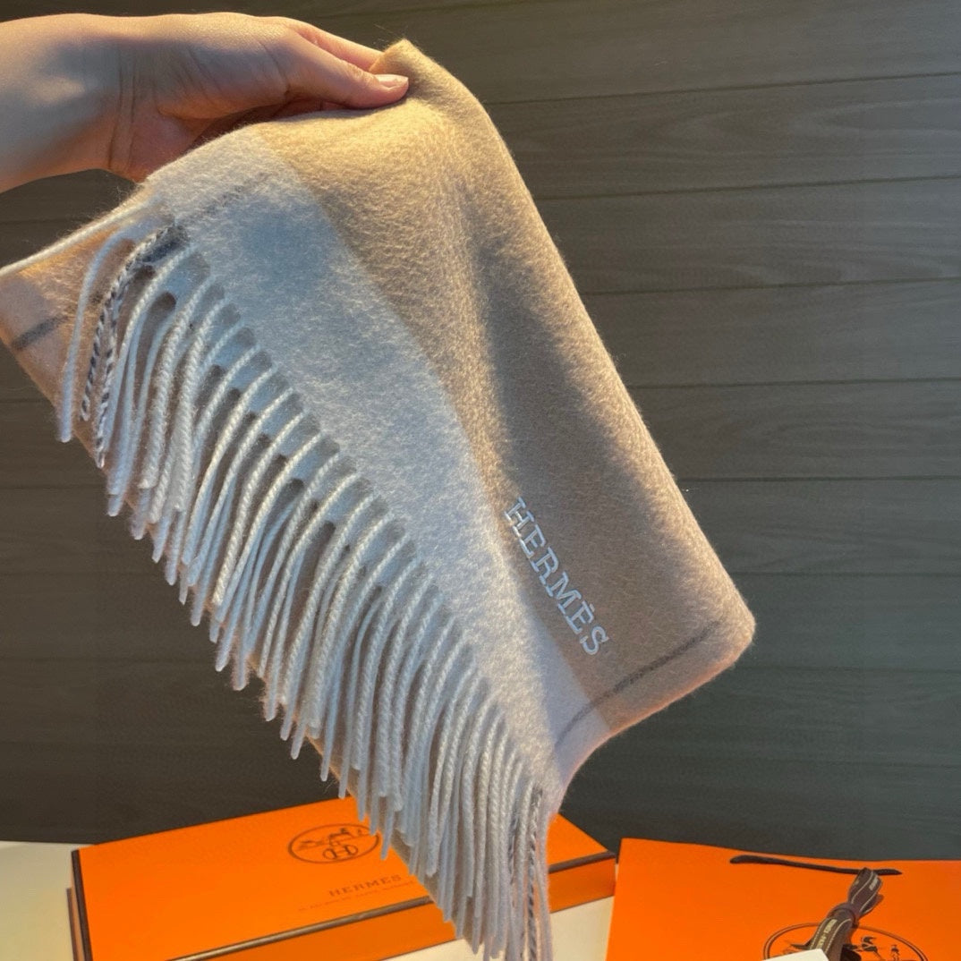 HERMES SCARF 180 CM IN CAMEL BEIGE MIX WHITE CASERE 366048