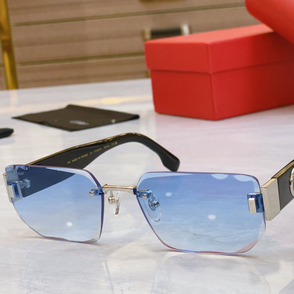 PANTHÈRE GEOMETRIC SUNGLASSES CT0637S IN METAL AND ACETATE