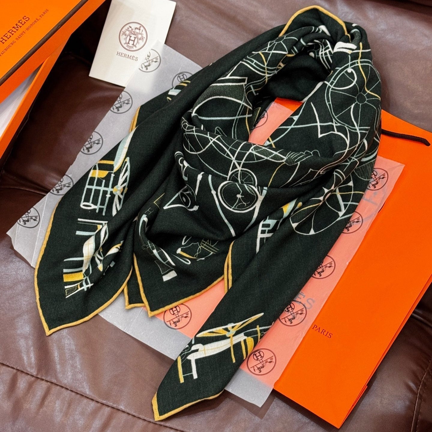 HERMES HERMES 25S SCARF 140 IN CASERE SILK 727320