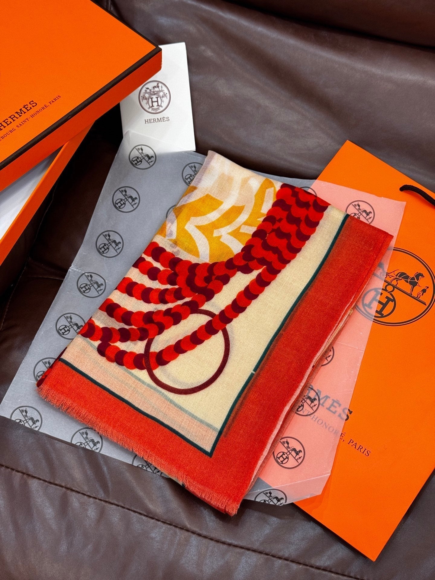 HERMES HERMES 25S SCARF 200 IN CASERE SILK 730599
