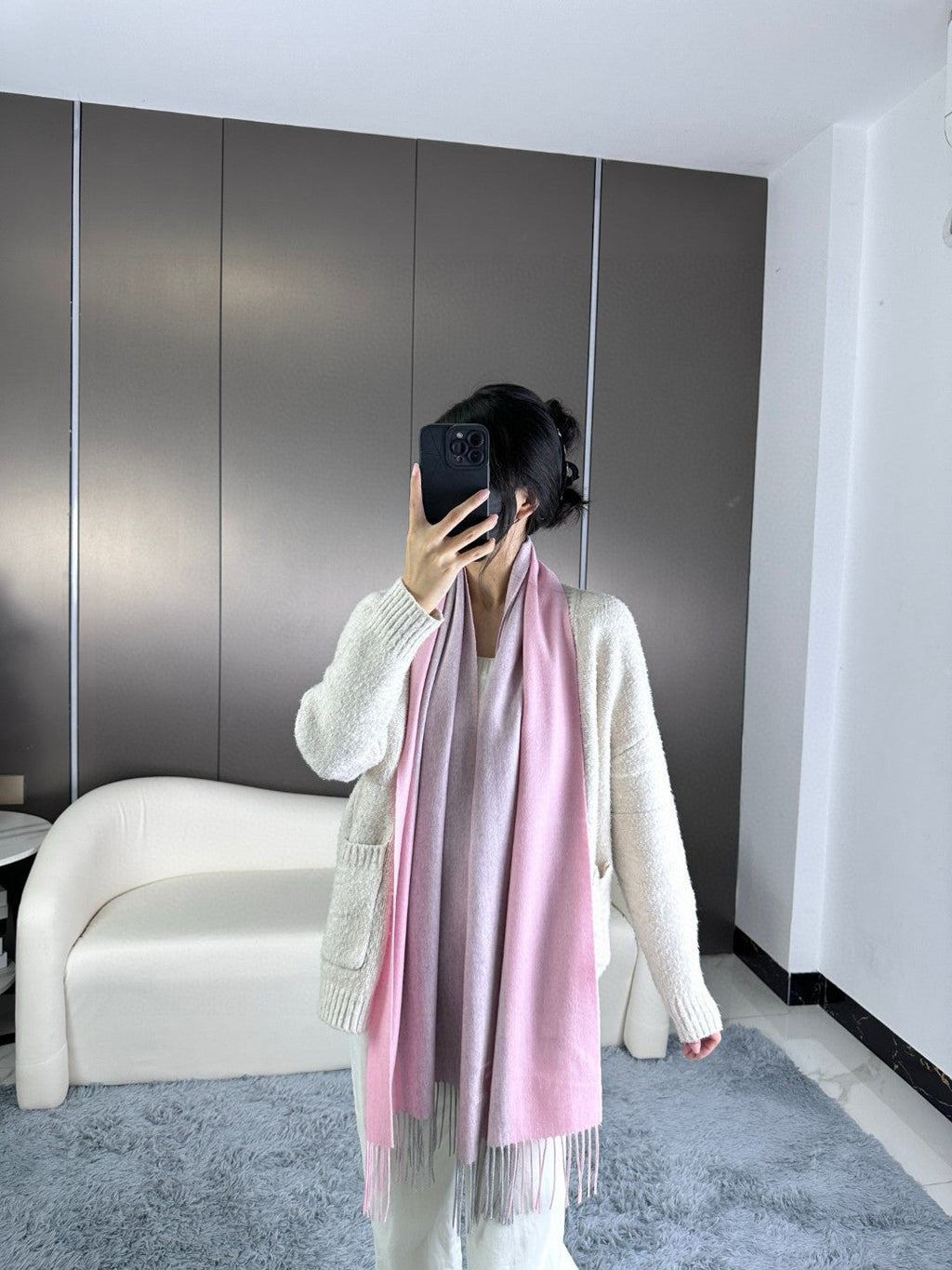 HERMES SCRAF 190 CM IN PINK CASERE