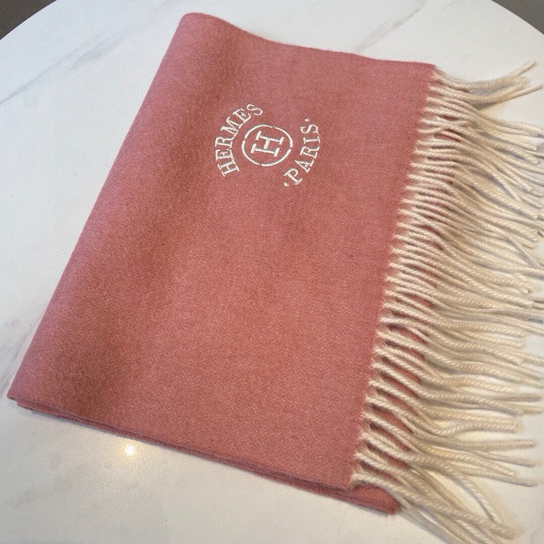HERMES RECTO-VERSO MUFFLER 190 ROSE PINK CASERE