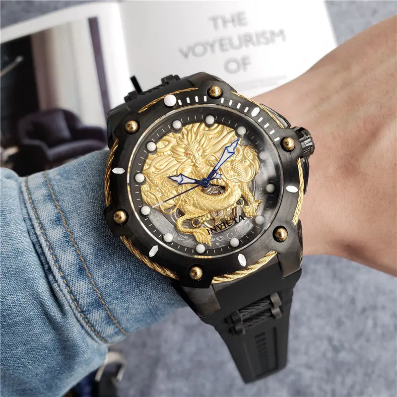 Invicta Dragon Black Rubber - Hình 3