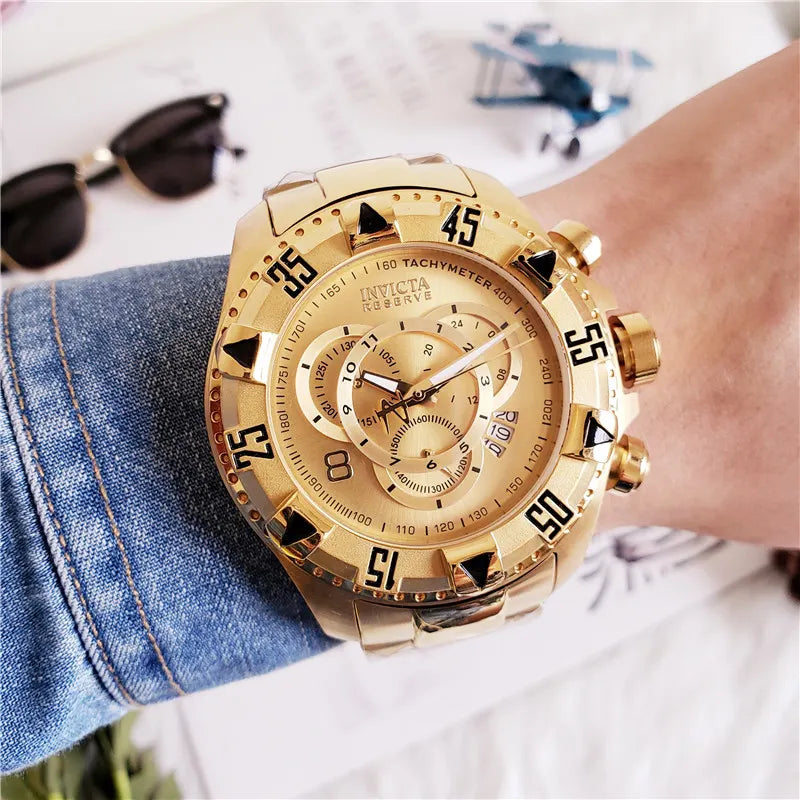 Invicta Gold Chronograph Watch - Hình 3