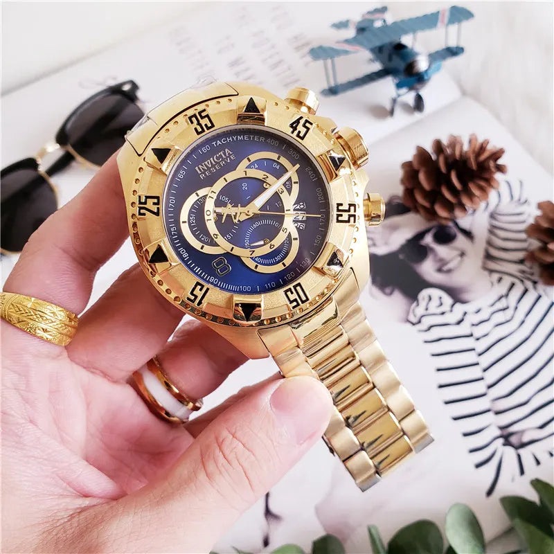 reserve Invicta Gold Blue Chronograph