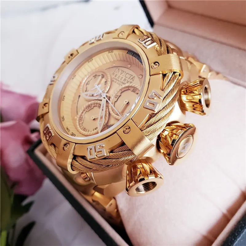 Invicta Gold Chronograph Bracelet - Hình 3