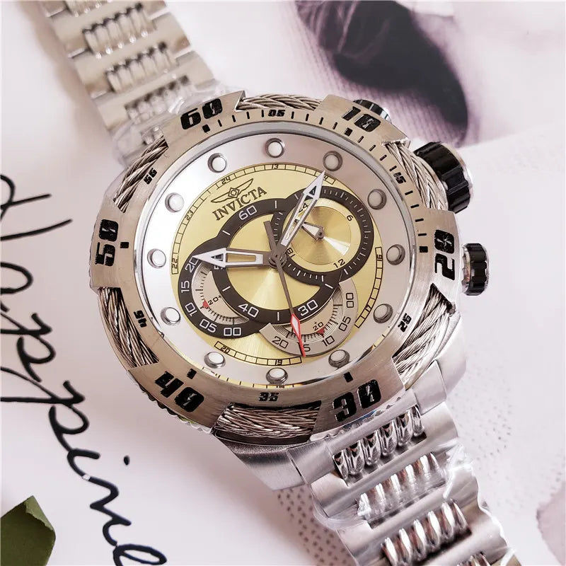 Invicta Silver Gold Cable Watch