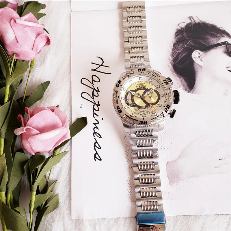 Invicta Silver Gold Cable Watch - Hình 2