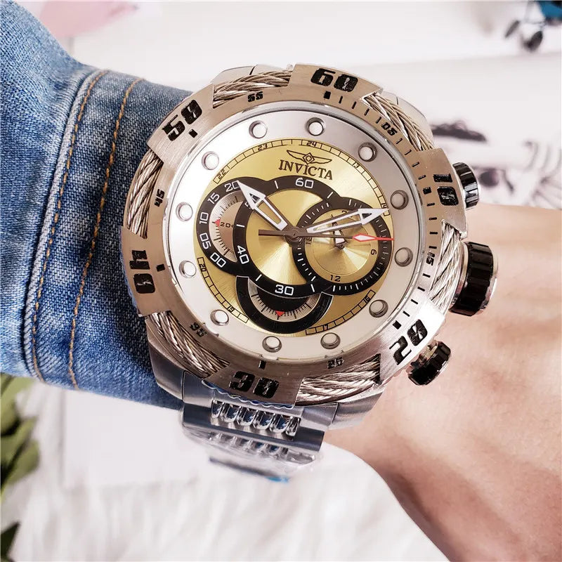 Invicta Silver Gold Cable Watch - Hình 3