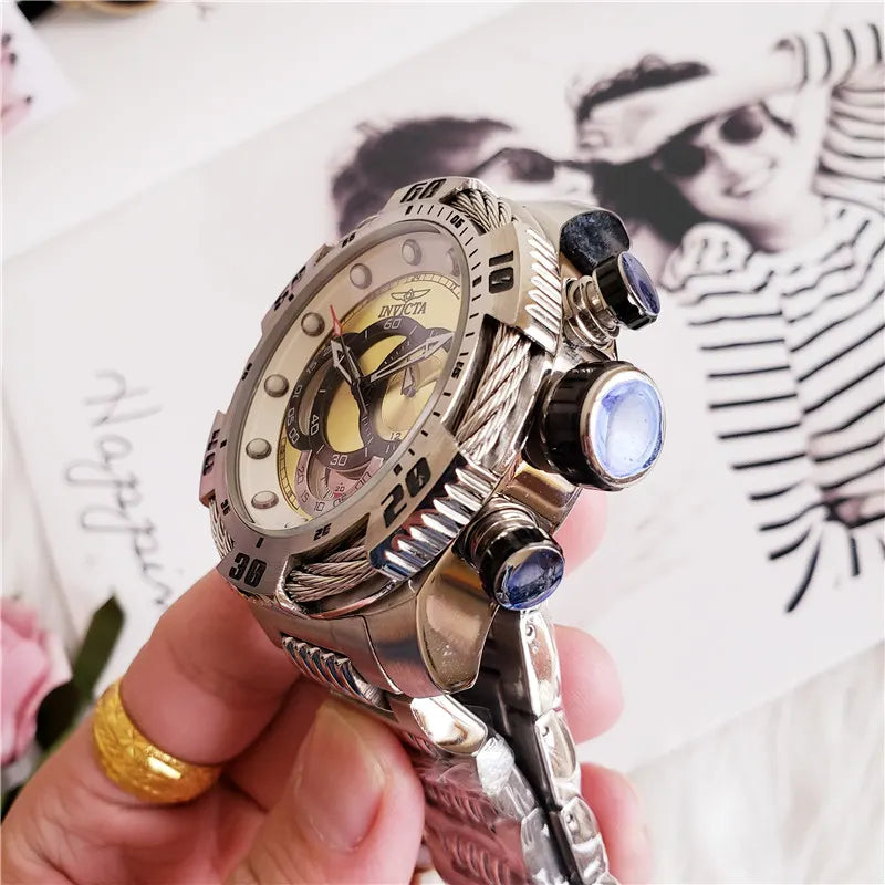 Invicta Silver Gold Cable Watch - Hình 4
