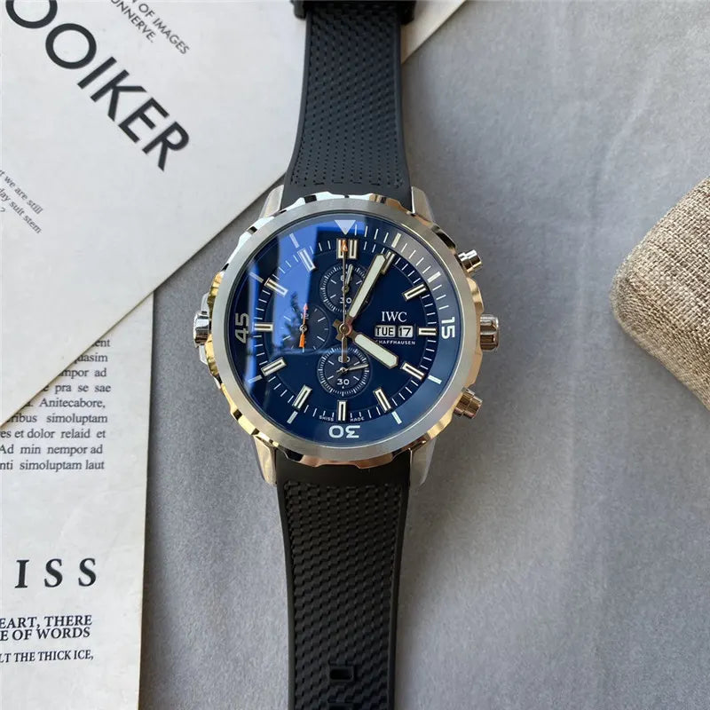 rubber IWC Aquatimer Blue Dial